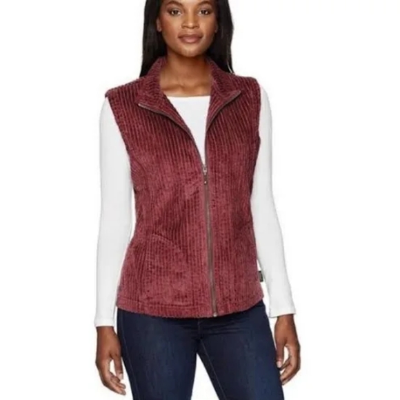 *Woolrich Women's Kinsdale Full Zip Corduroy Vest, Deep Ruby Medium - Picture 3 of 12
